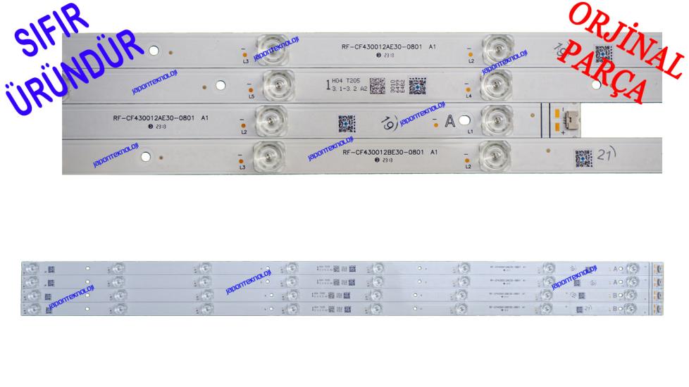 VESTEL, 43UA9600, 43U9700, LED BAR, BACKLIGHT, TOSHIBA, 43UL4C63D, 43UA4D63DT, LED BAR, RF-CF430012BE30-0801, RF-CF430012AE30-0801, 30106500, 30106501, 30106499 , 30106497