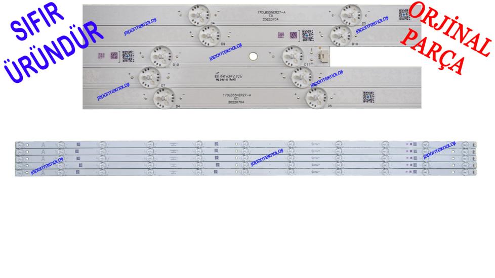 VESTEL, 55UA9631, 55UA9540, 55U9631, LED BAR, BACKLIGHT, PANEL LEDLERİ, 17DLB55NER27-A, 30113553, 30113553CCC2